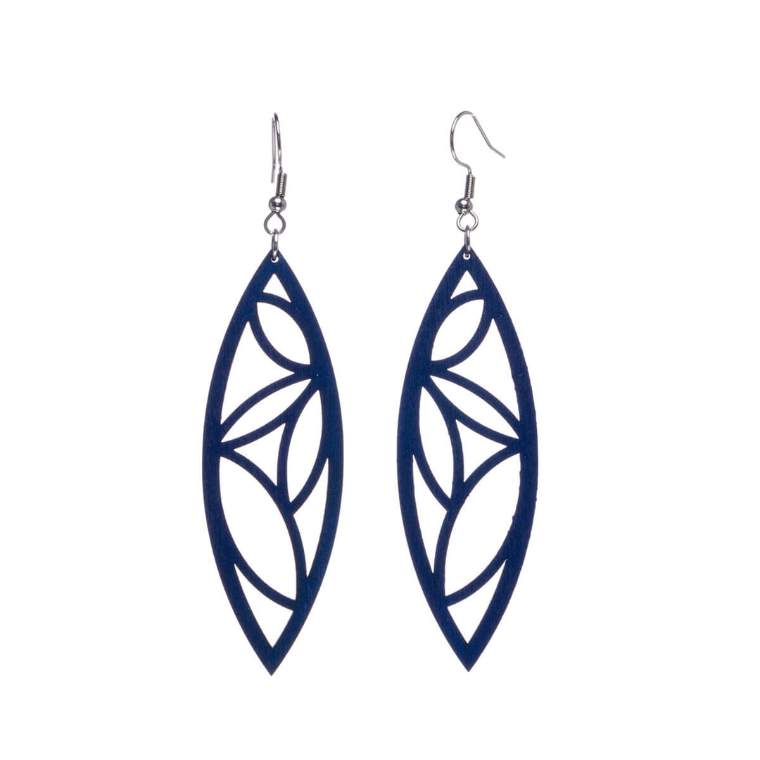 Palm leaf wood earrings (Steel 316L)