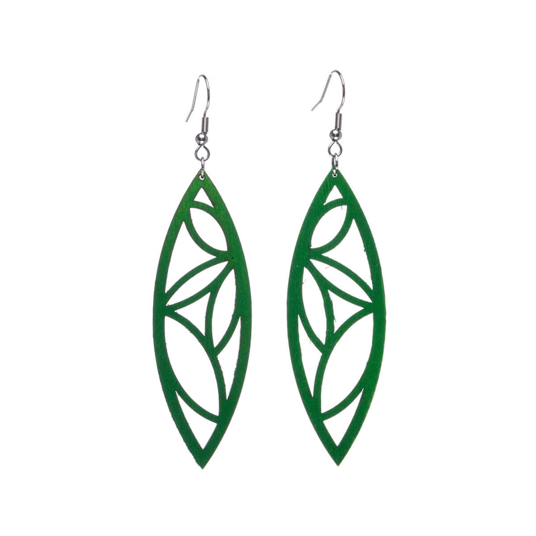 Palm leaf wood earrings (Steel 316L)