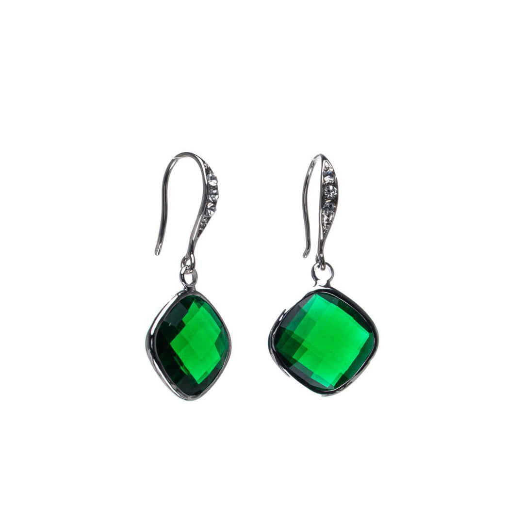 Sparkling hanging square earrings