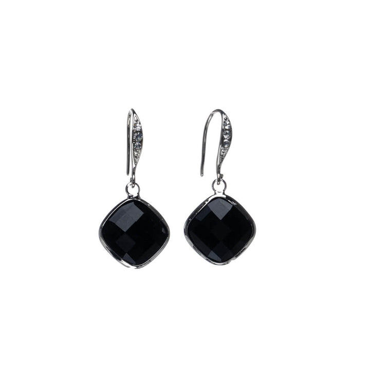 Sparkling hanging square earrings