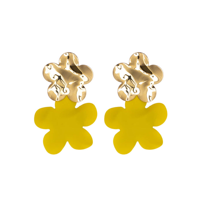 Colourful hanging flower earrings