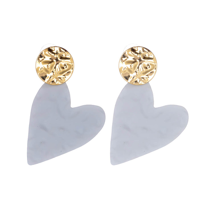 Uneven bicolour heart earrings