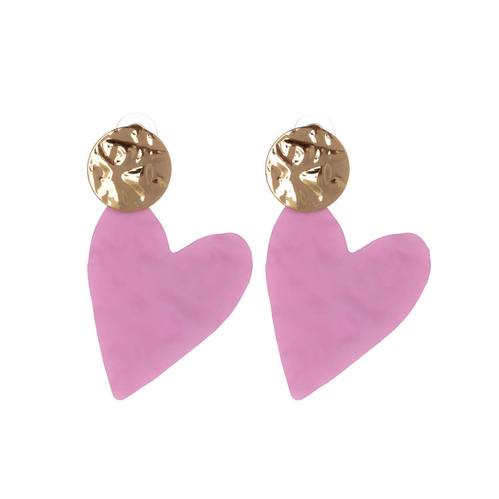 Uneven bicolour heart earrings