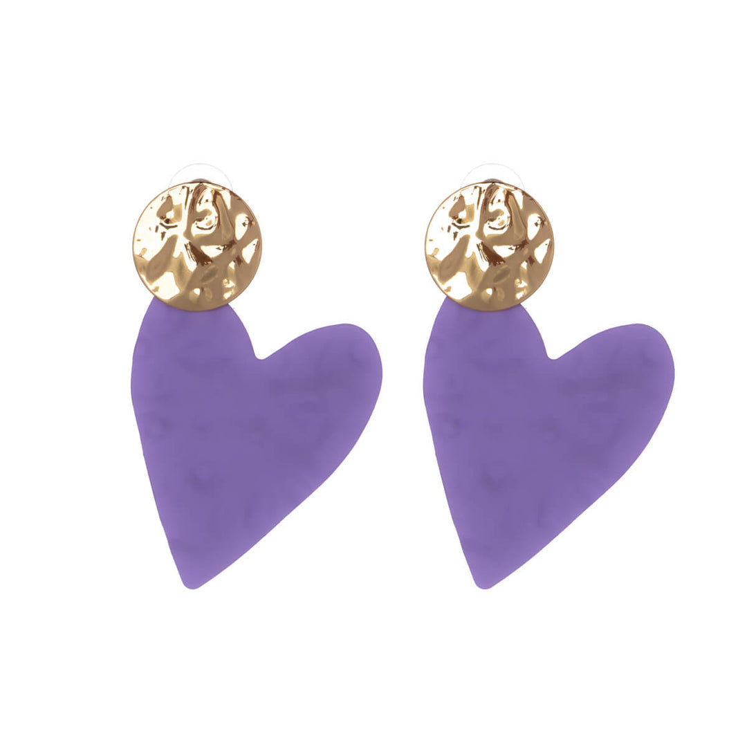 Uneven bicolour heart earrings