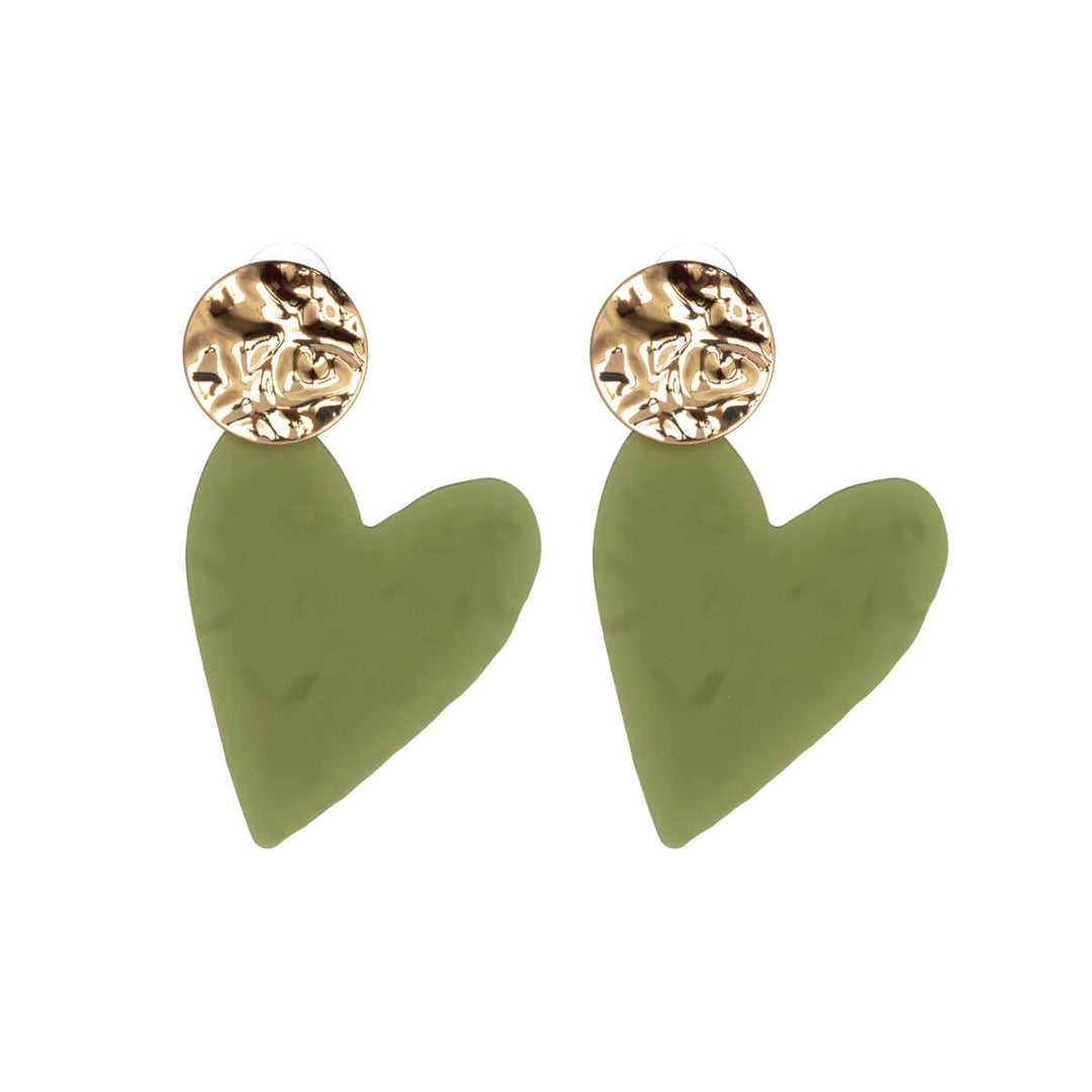 Uneven bicolour heart earrings