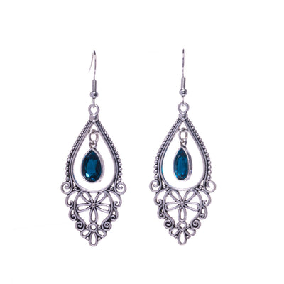 Decorative drop earrings with glass stone