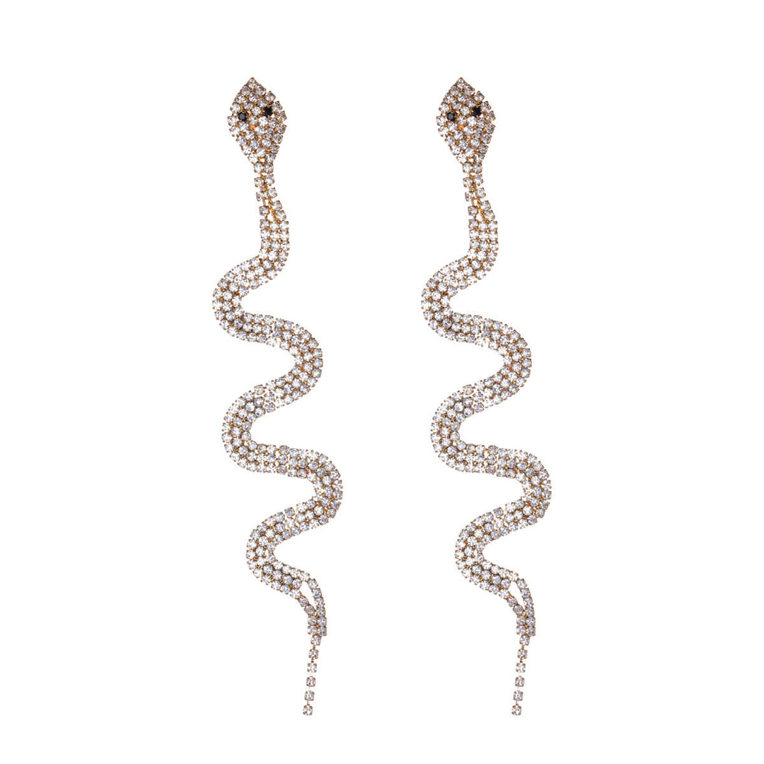 Glass stone snake earrings