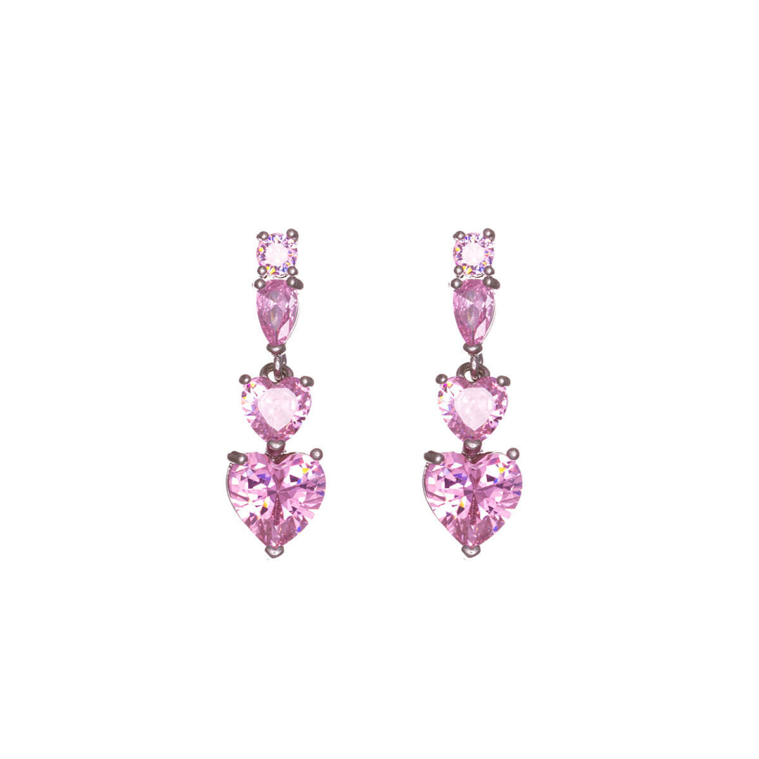 Hanging heart zirconia earrings