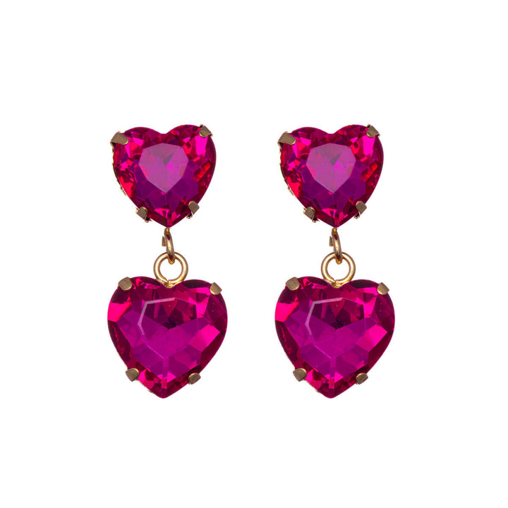 Glass stone festive earrings rhinestone hearts