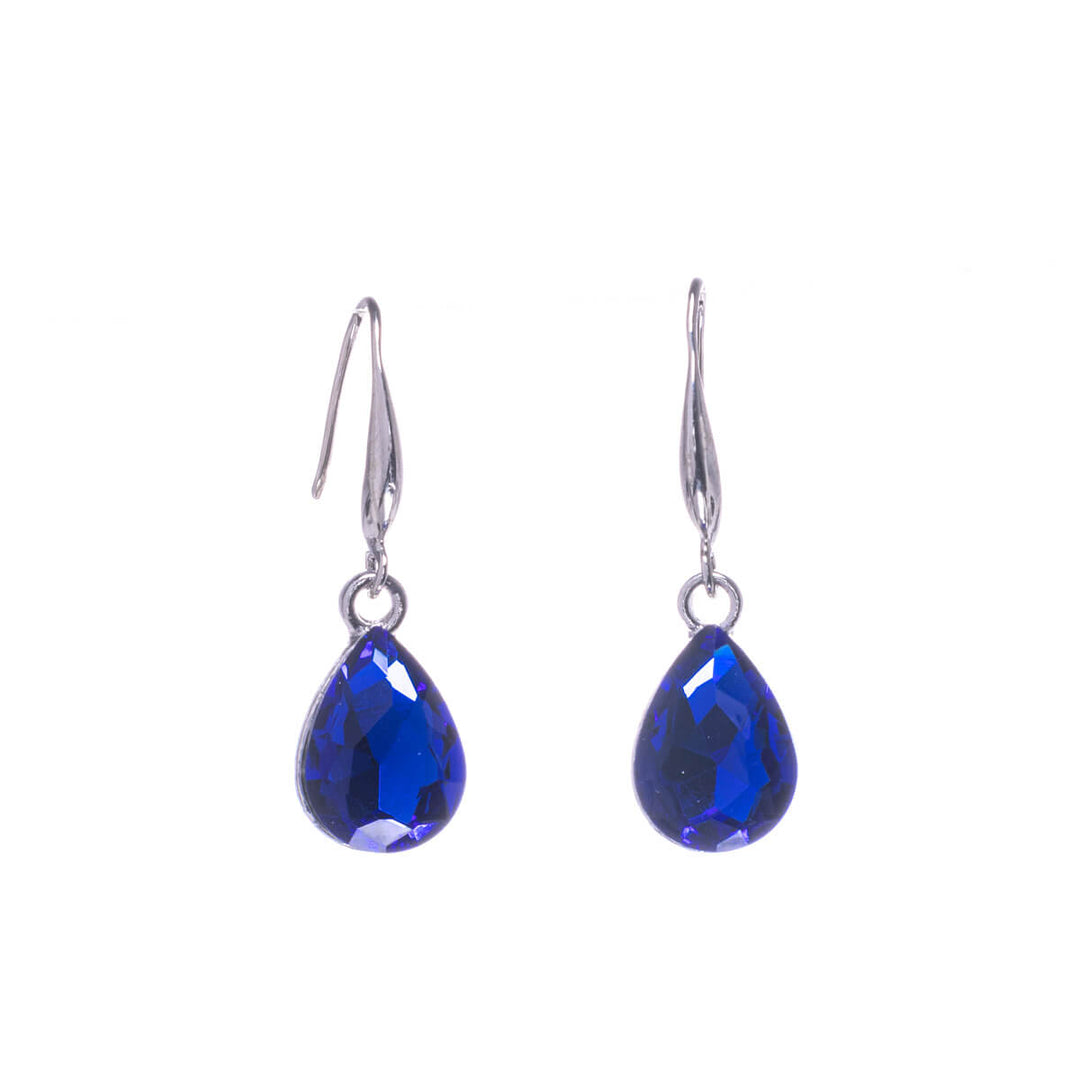 Glass stone teardrops hanging earrings