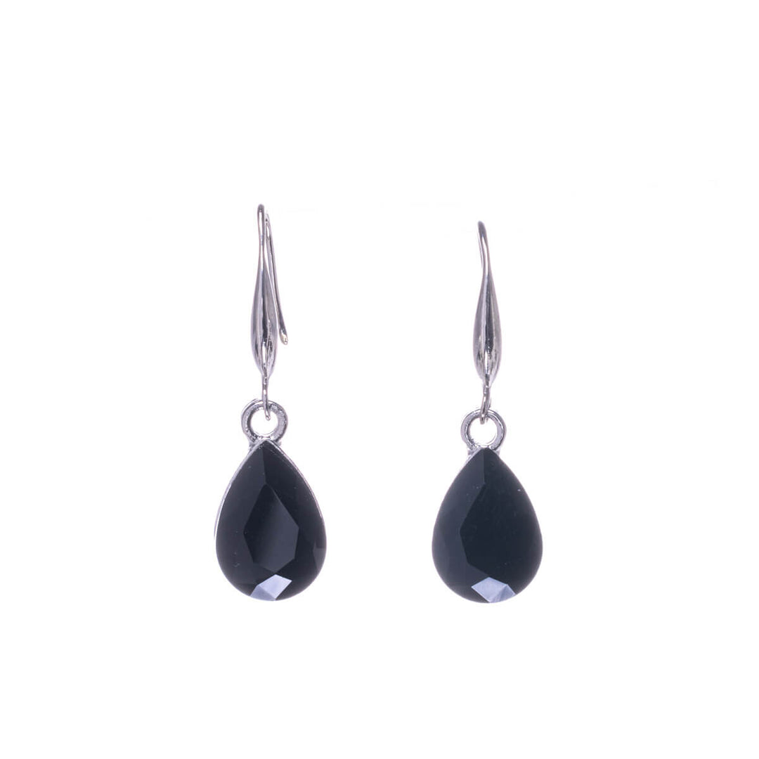 Glass stone teardrops hanging earrings