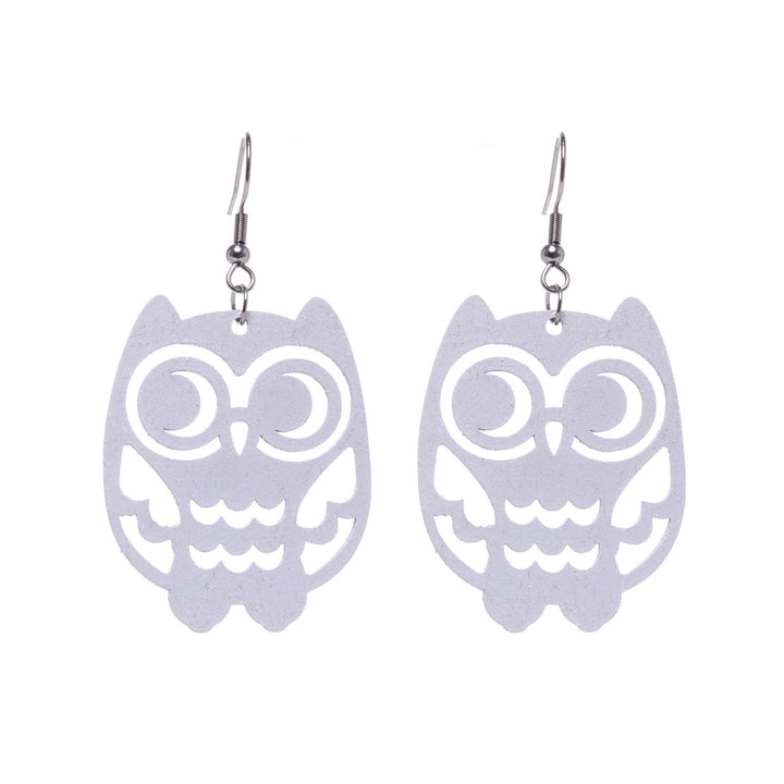 Owl wooden earrings (Steel 316L)