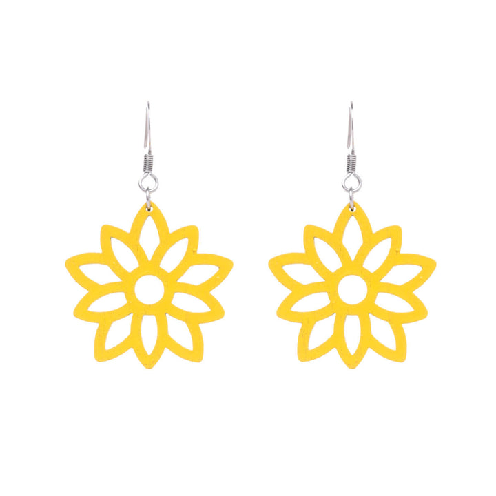 Wooden flower earrings (Steel 316L)