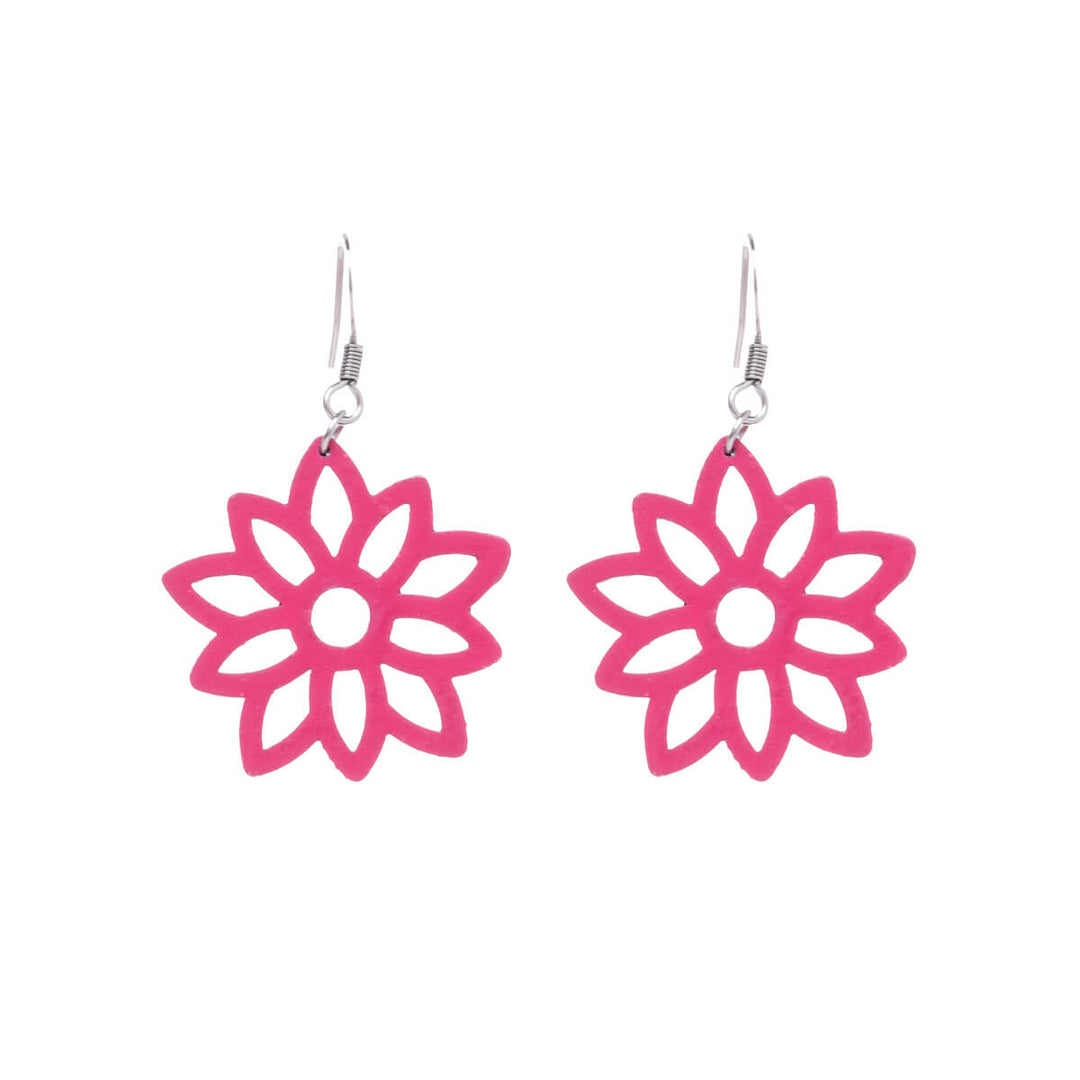 Wooden flower earrings (Steel 316L)