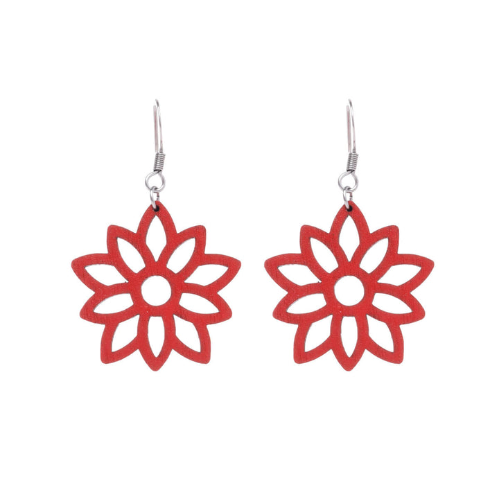 Wooden flower earrings (Steel 316L)