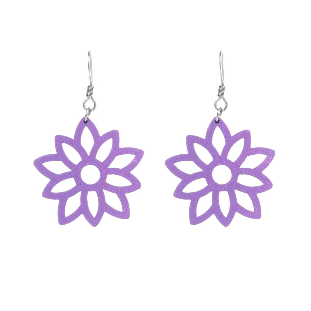 Wooden flower earrings (Steel 316L)