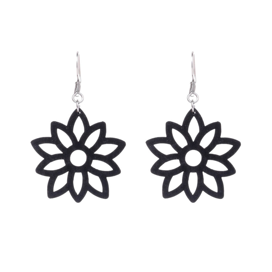 Wooden flower earrings (Steel 316L)