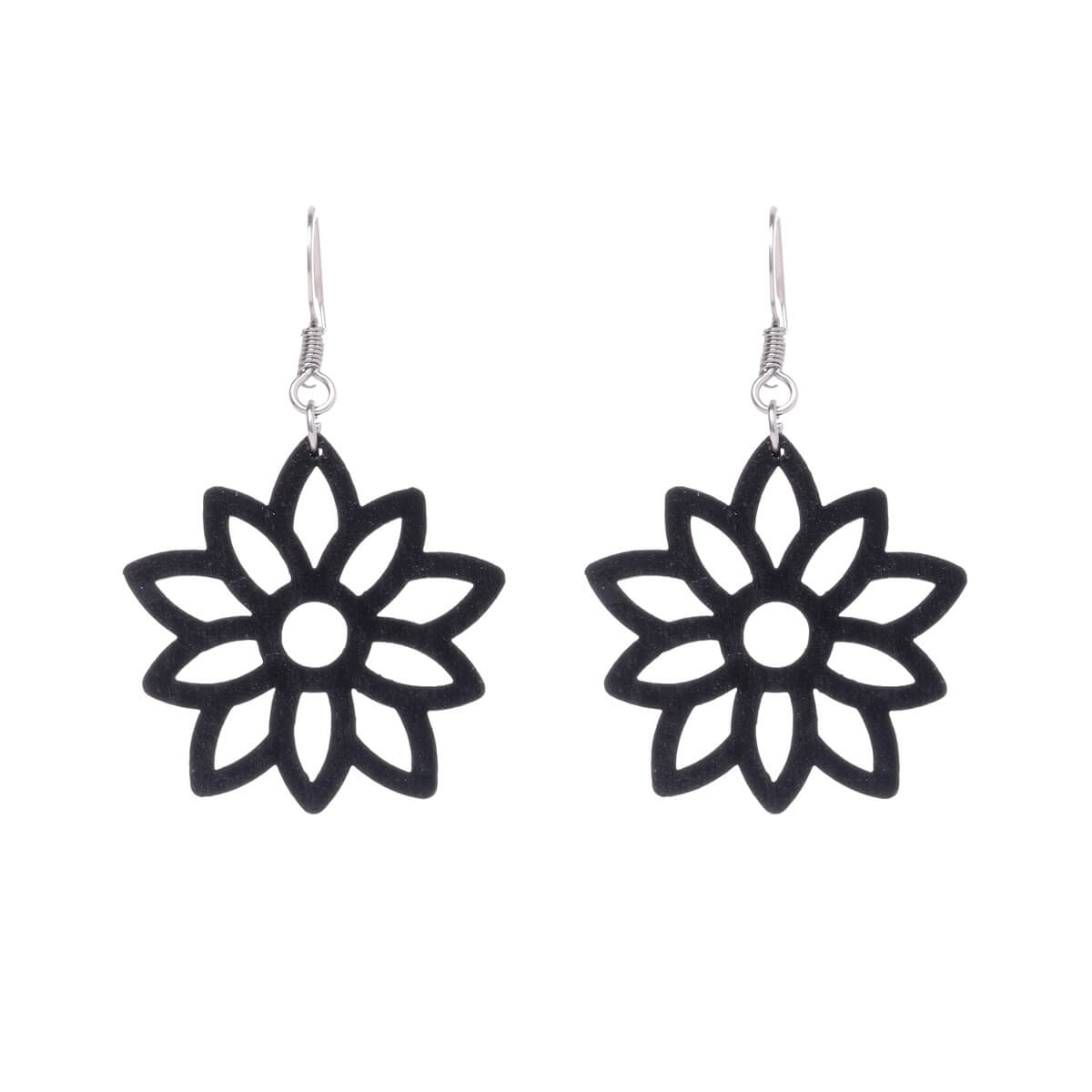 Wooden flower earrings (Steel 316L)