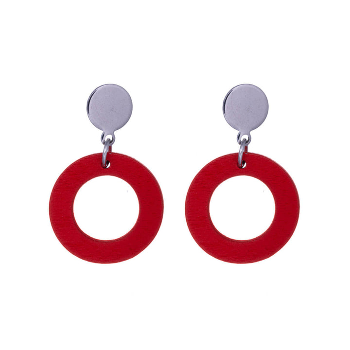 Wooden hanging rings earrings (Steel 316L)