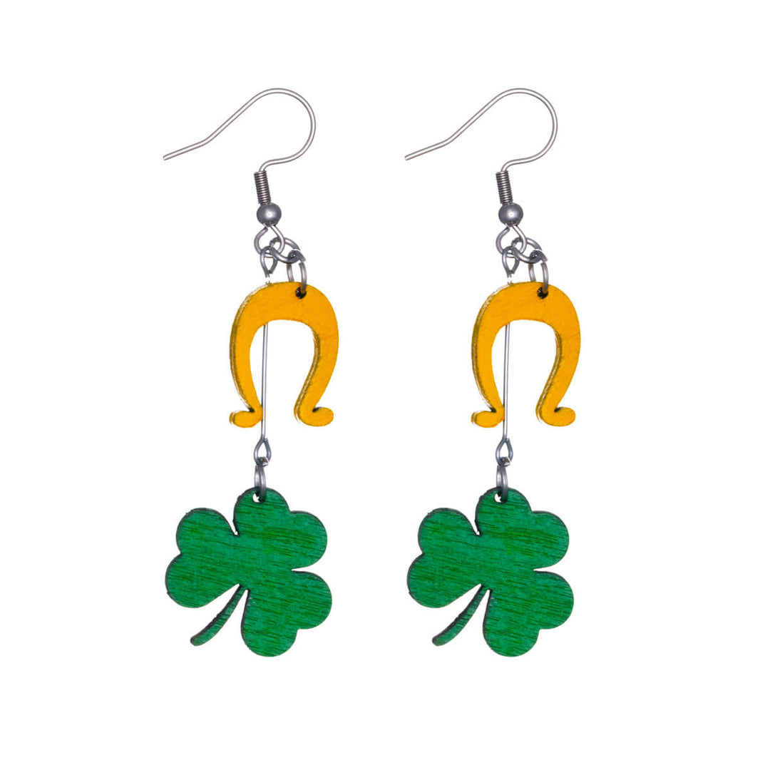 Clover and horseshoe earrings St. Patrick's day jewellery (Steel 316L)