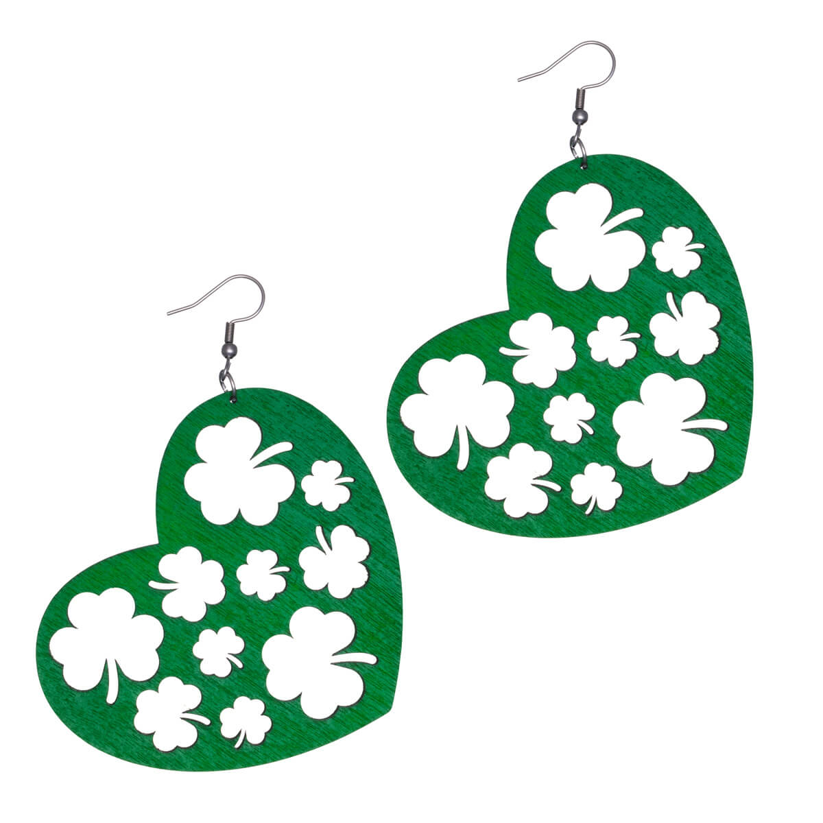 Heart clover earrings St. Patrick's day jewellery (Steel 316L)
