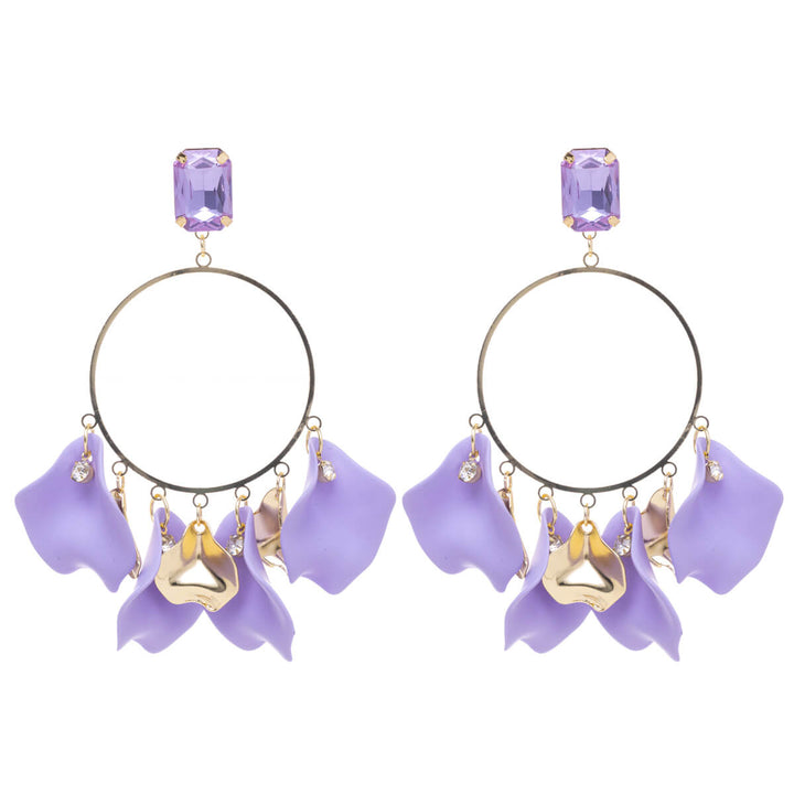 Big round earrings with hanging decorations