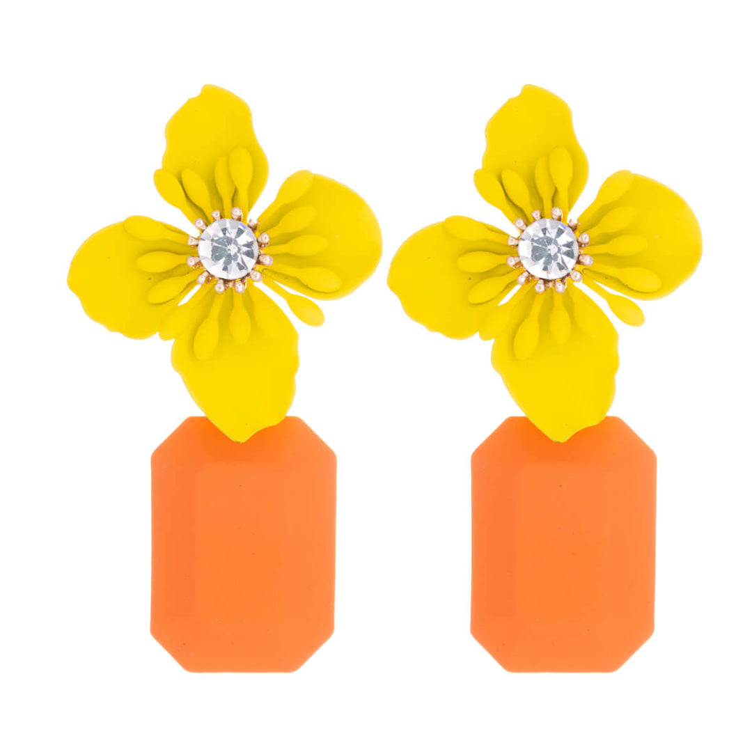 Flower earrings hanging rectangle