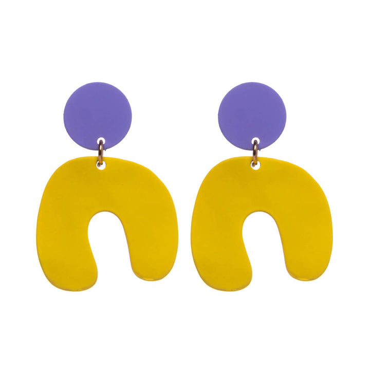 Two-tone hanging earrings arch