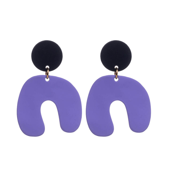 Two-tone hanging earrings arch