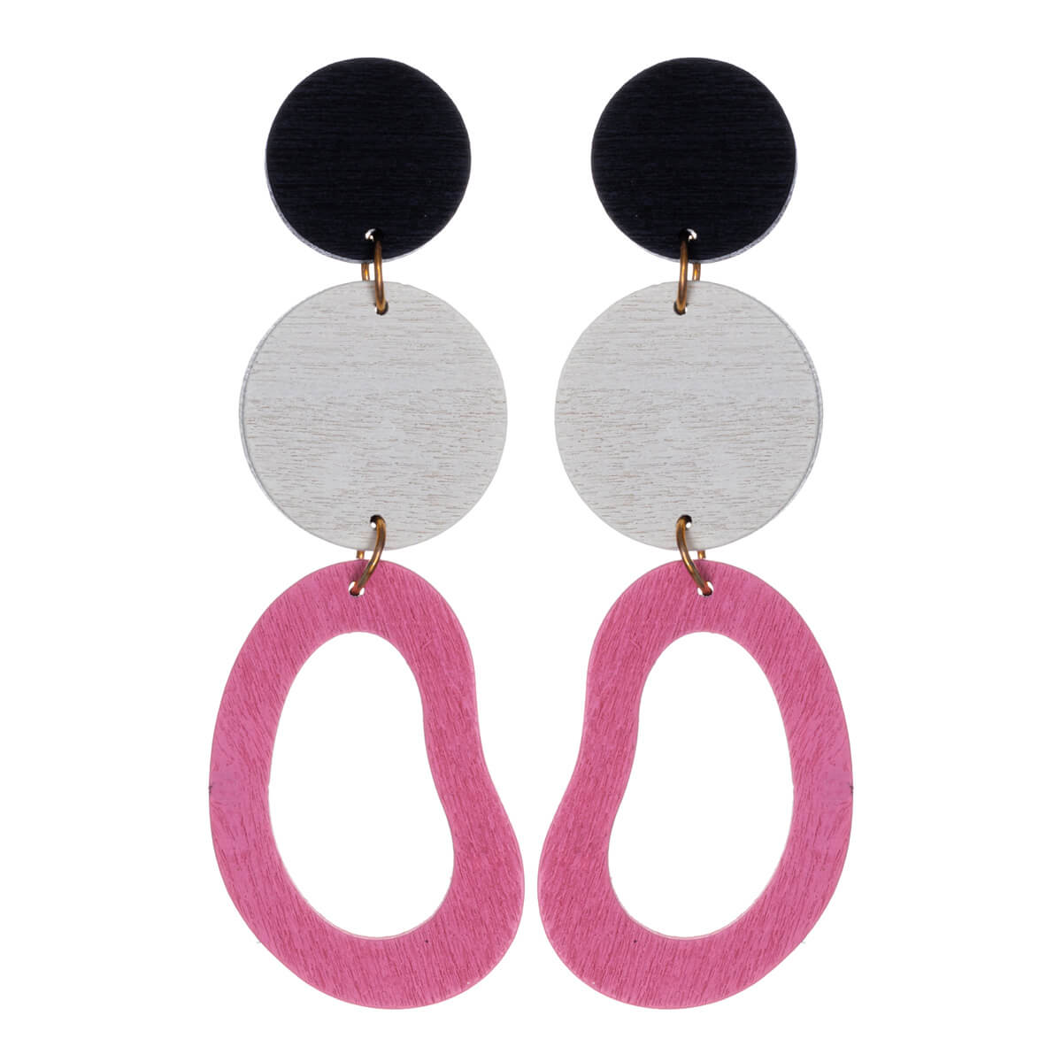 Wooden hanging earrings rings