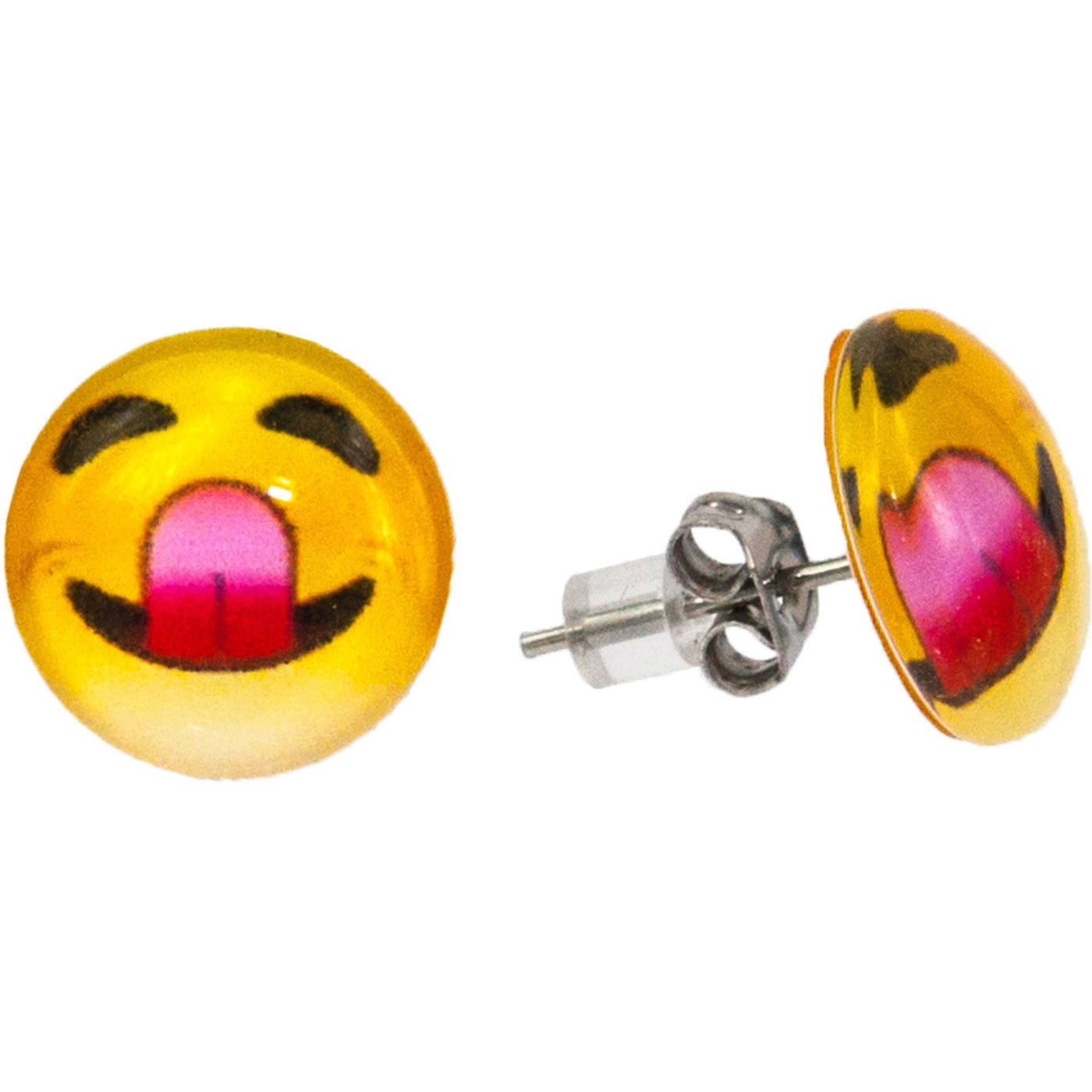 Emoji water in tongue earrings
