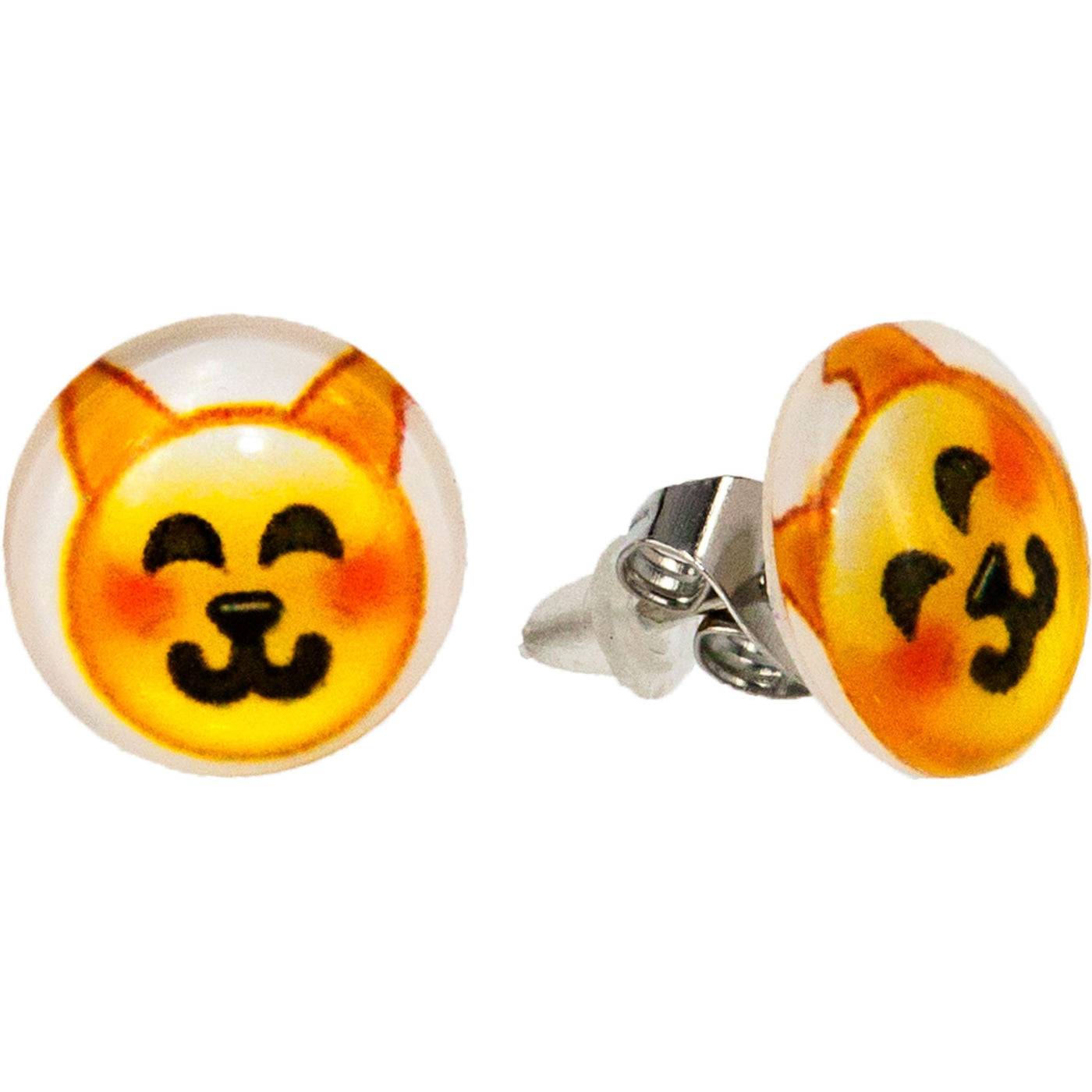 Emoji smiling cat earrings