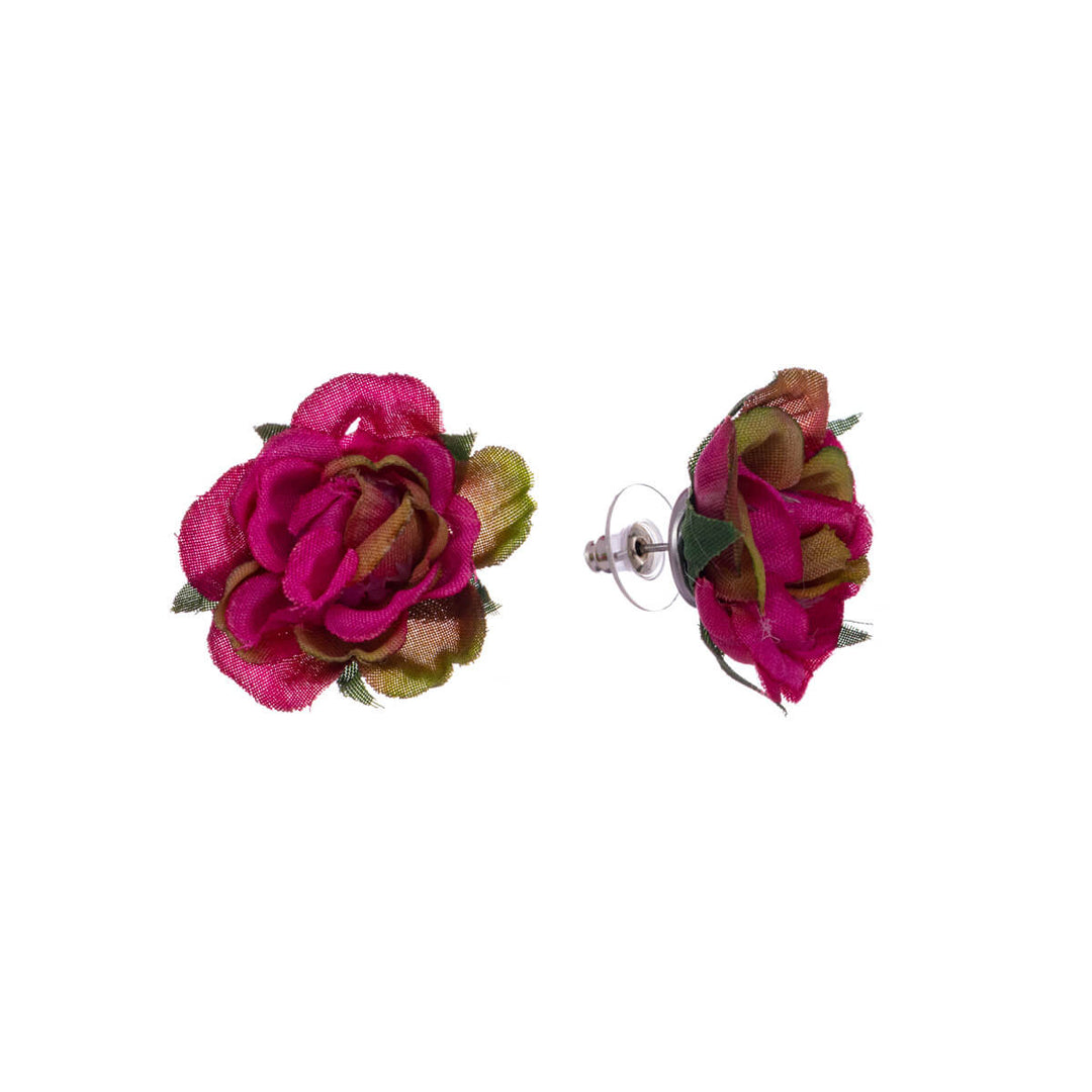 Fabric flower earrings (steel 316L)