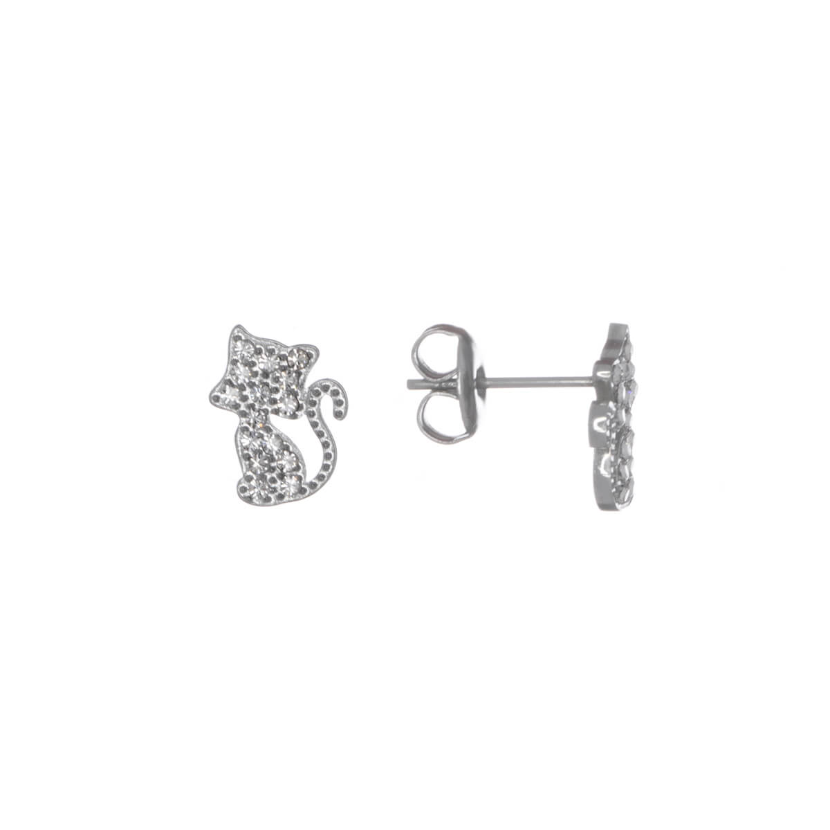 Artificial diamond cat earrings (steel 316L)
