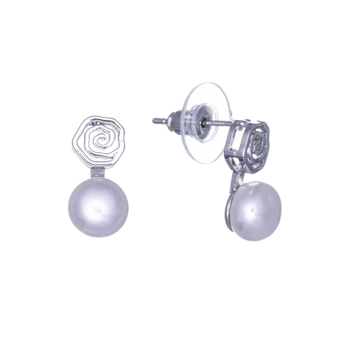 Slender hanging pearl earrings