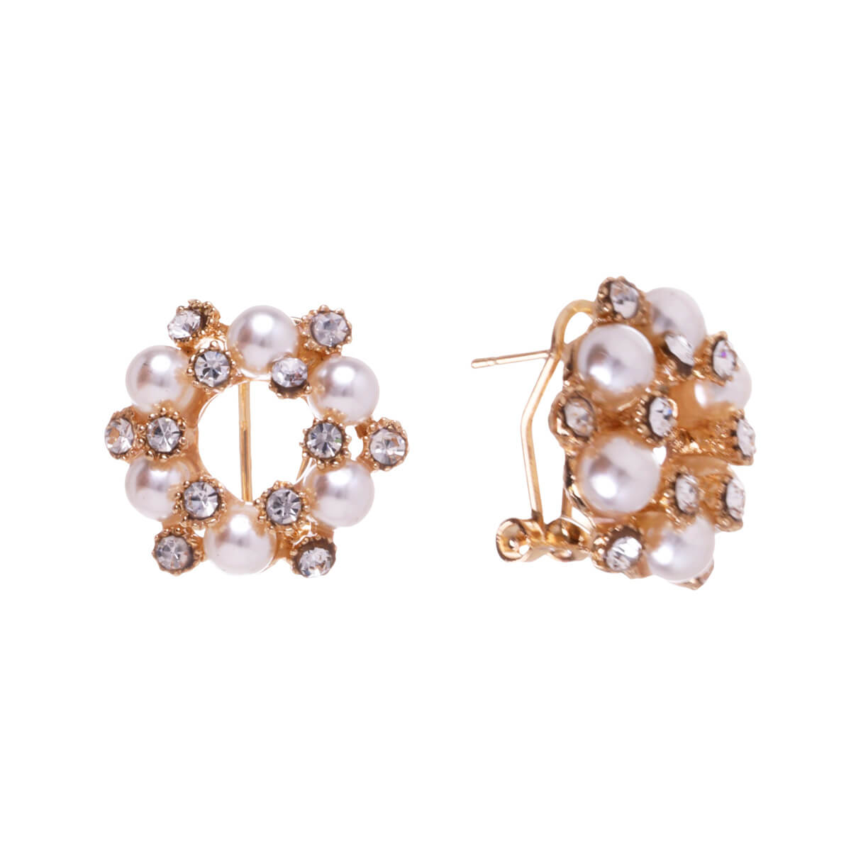 Glass stone and pearl decorated ring earring