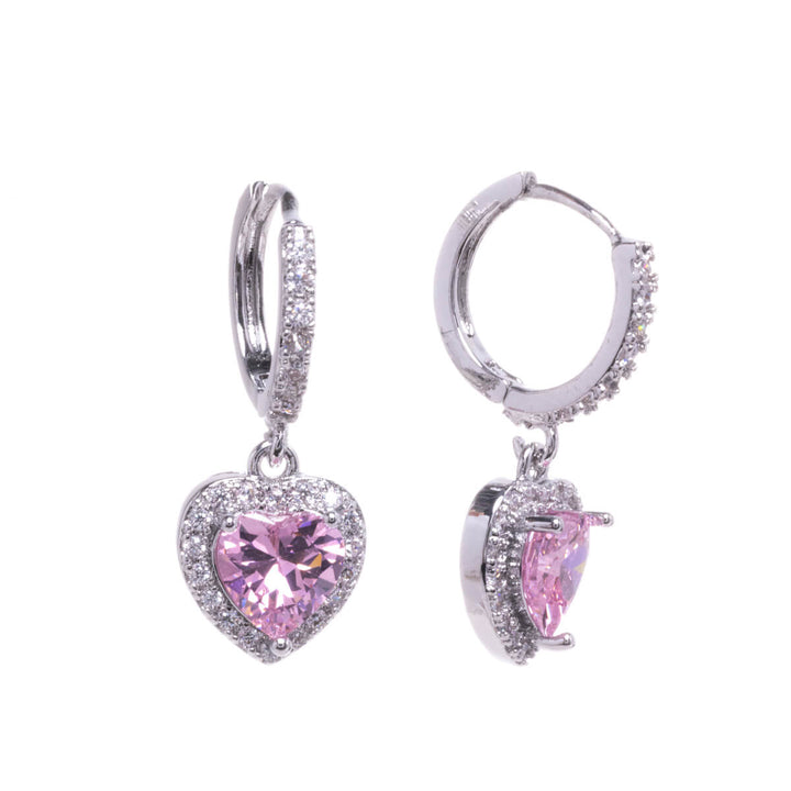 Zirconia heart pendant earring earrings