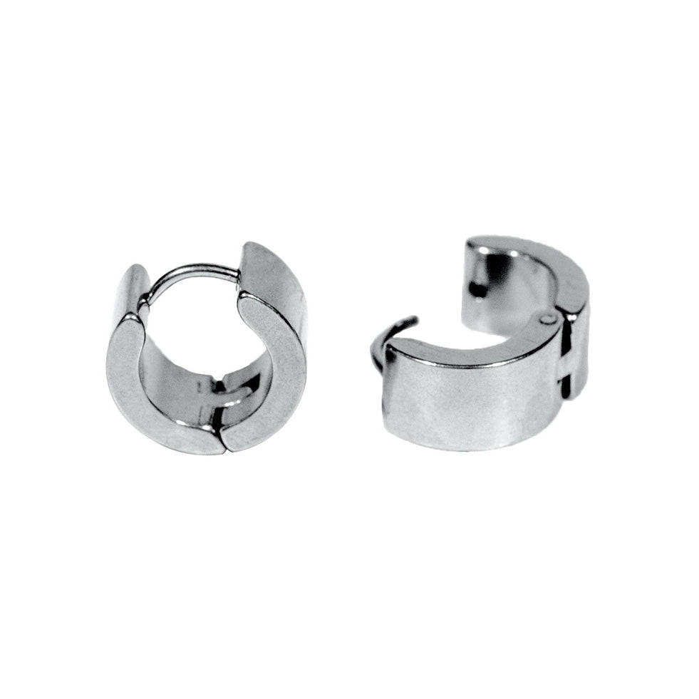 Kiiltävä hopeinen korvarengas miehelle teräs 101030000129 | Ninja.fi