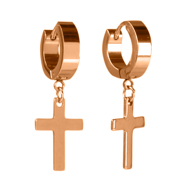 Steel ring cross earring (Steel 316L)