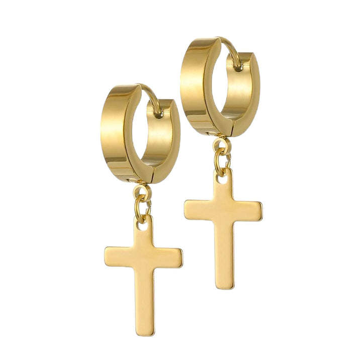 Steel ring cross earring