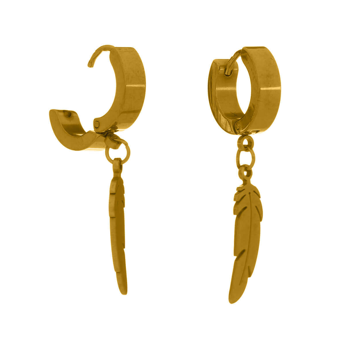 Ring feather earrings earrings (steel 316L)