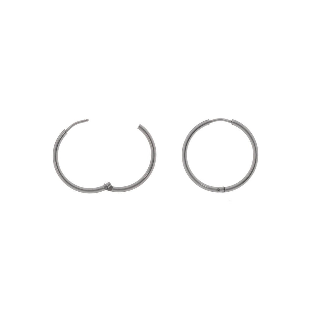 Narrow steel ring earrings 18mm