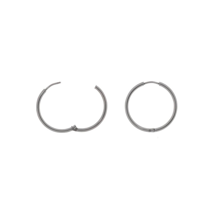 Narrow steel ring earrings 18mm