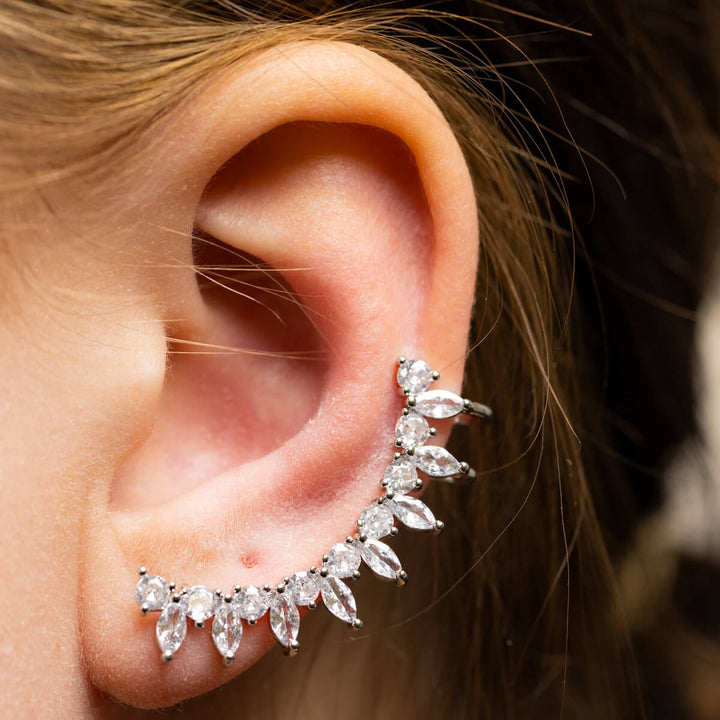 Krökt zirkonia brosk öron manschett 1 st