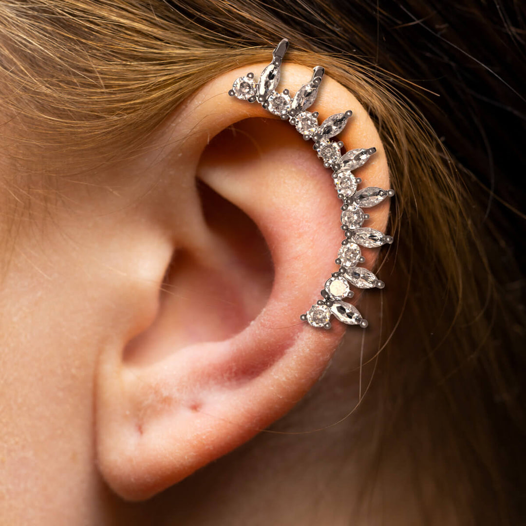 Krökt zirkonia brosk öron manschett 1 st