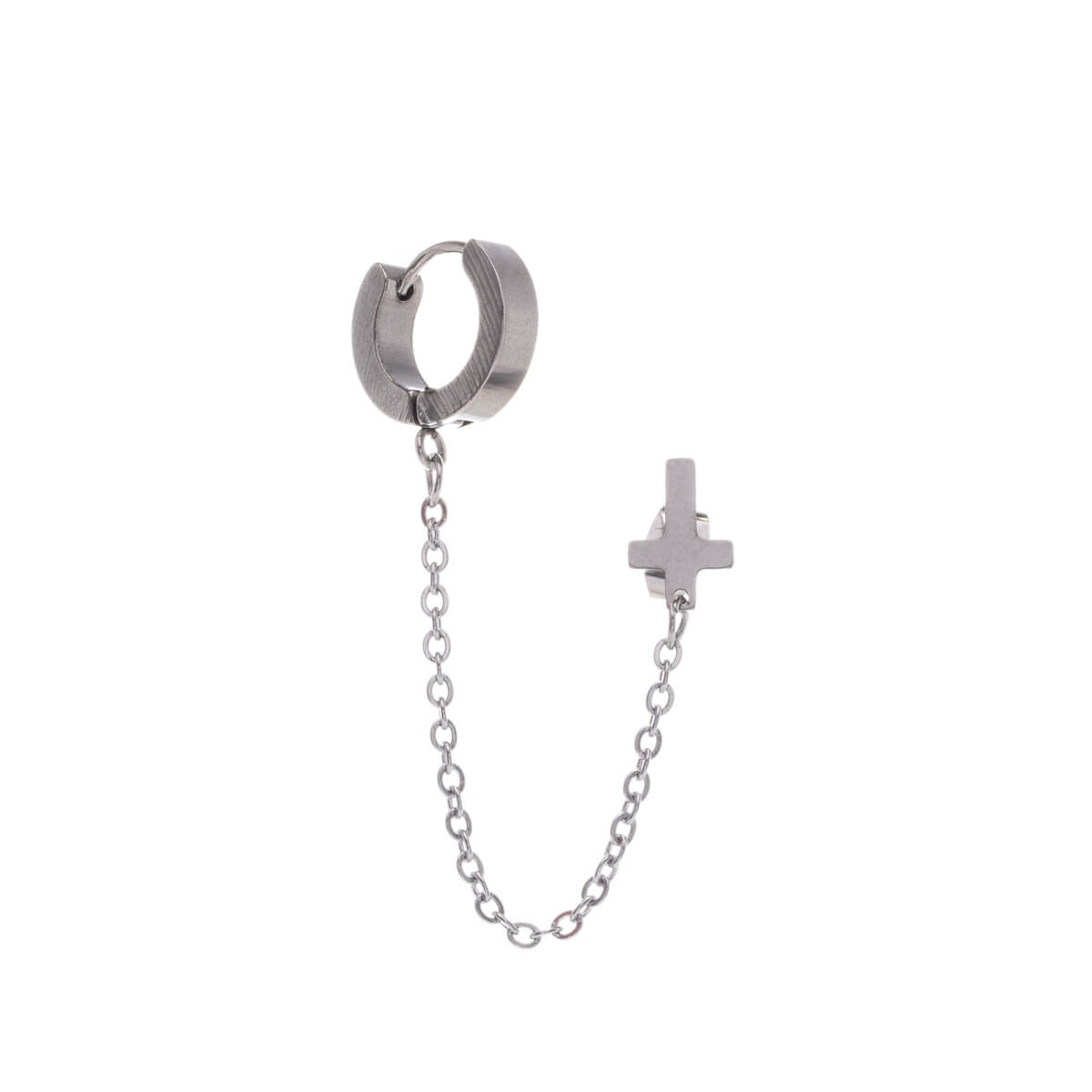 Earring and cross earring with chain 1pc (Steel 316L)