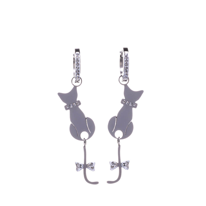 Sitting cat pendant earring earrings (steel 316L)