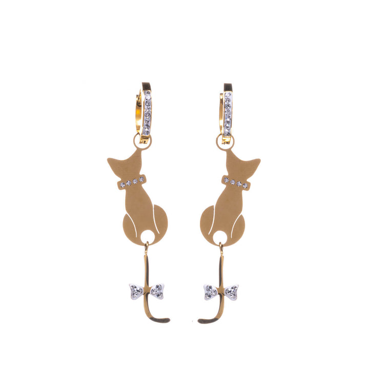 Sitting cat pendant earring earrings (steel 316L)