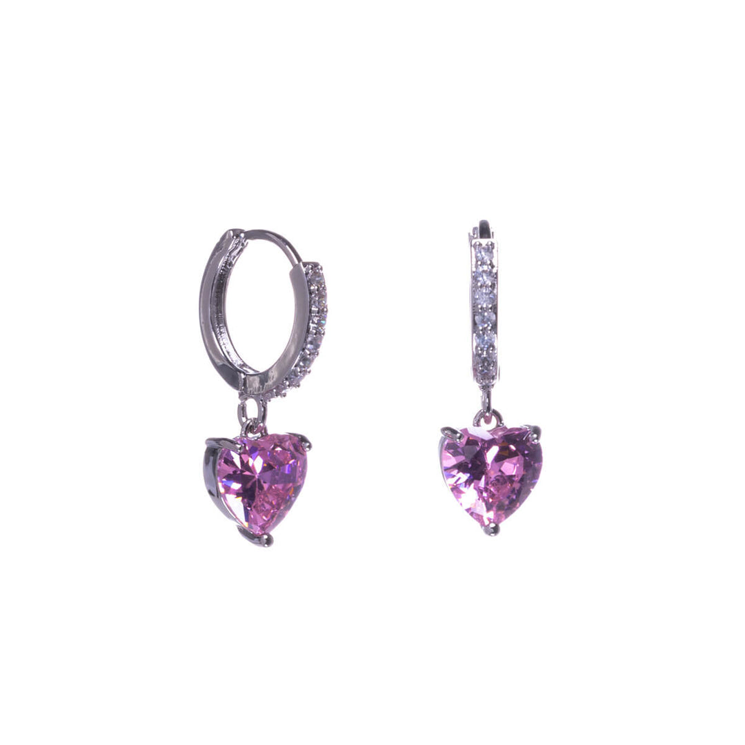 Zirconia heart pendant earring earrings