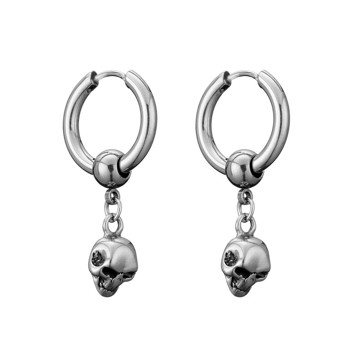 Skull pendant earrings ring earrings (steel 316L)